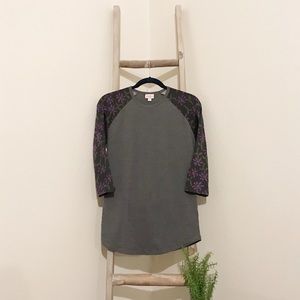 LULAROE Floral Baseball Sleeve Randy Top